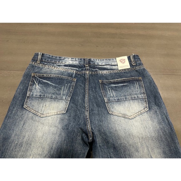 Encrypted Supply Co Mens Distressed Patchwork Straight Leg Blue Jeans 37x32 - Picture 15 of 16